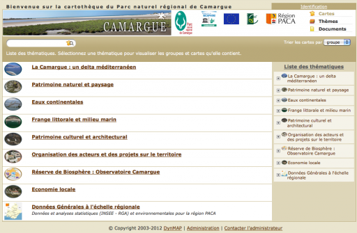 Image de la page d'accueil du site Internet pour le Systme d'information territorial du Parc de Camargue