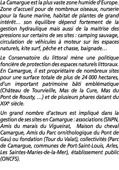  La Camargue est la plus vaste zone humide d Europe  Zone d accueil pour de nombreux oiseaux  nurserie pour la faune    