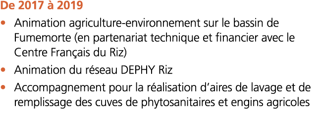De 2017   2019    Animation agriculture-environnement sur le bassin de Fumemorte  en partenariat technique et financi   