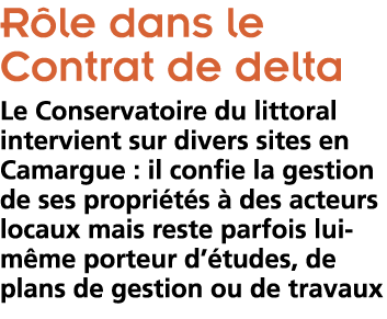  R le dans le Contrat de delta Le Conservatoire du littoral intervient sur divers sites en Camargue   il confie la ge   