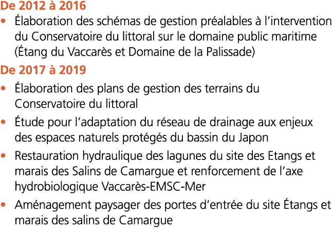    De 2012   2016     laboration des sch mas de gestion pr alables   l intervention du Conservatoire du littoral sur    