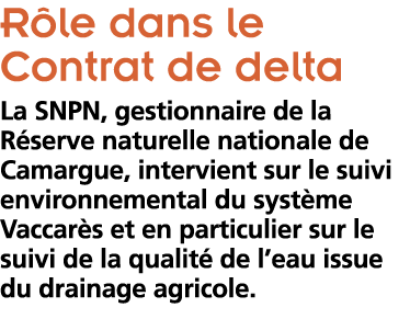 R le dans le Contrat de delta La SNPN  gestionnaire de la R serve naturelle nationale de Camargue  intervient sur le    