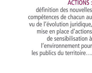  Actions   d finition des nouvelles comp tences de chacun au vu de l  volution juridique  mise en place d actions de    